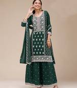 green embroidered georgette salwar-kameez