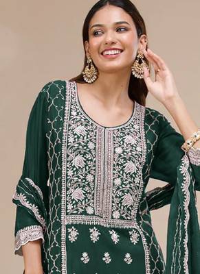 green embroidered georgette salwar-kameez 2
