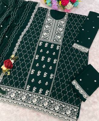 green embroidered georgette salwar-kameez 3