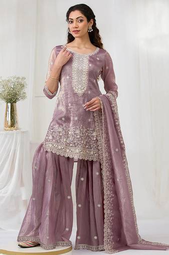 pink embroidered silk salwar-kameez