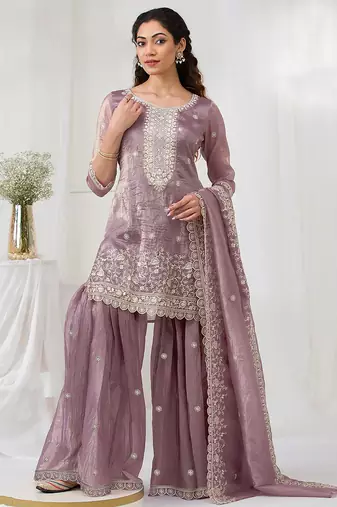 pink embroidered silk salwar-kameez