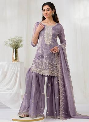 lilac embroidered silk salwar-kameez 1