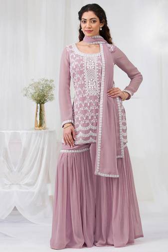 pink embroidered georgette salwar-kameez