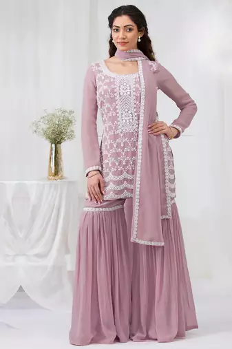 pink embroidered georgette salwar-kameez