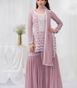 pink embroidered georgette salwar-kameez