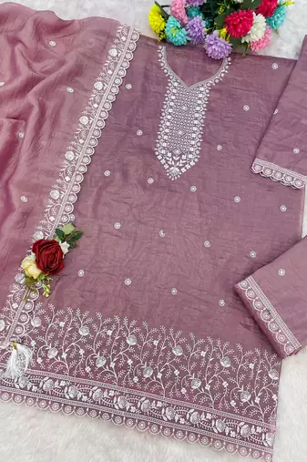 pink embroidered silk salwar-kameez