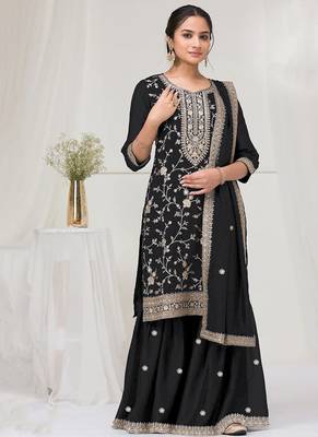 black embroidered silk salwar-kameez 1