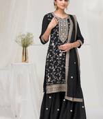 black embroidered silk salwar-kameez