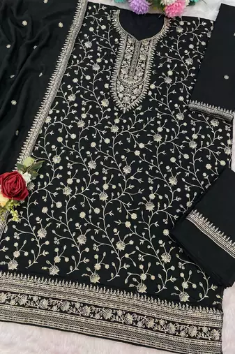 black embroidered silk salwar-kameez
