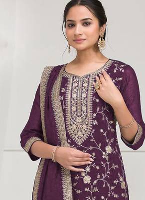 purple embroidered silk salwar-kameez 2