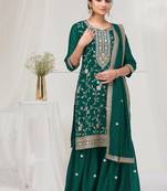 green embroidered silk salwar-kameez