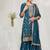 teal-blue embroidered silk salwar-kameez