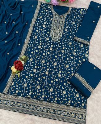 teal-blue embroidered silk salwar-kameez 3