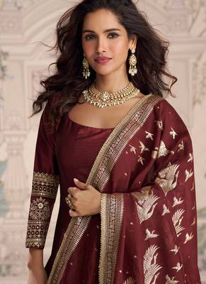 maroon embroidered silk anarkali-salwar-kameez 3
