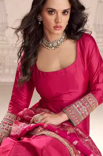 pink embroidered silk anarkali-salwar-kameez