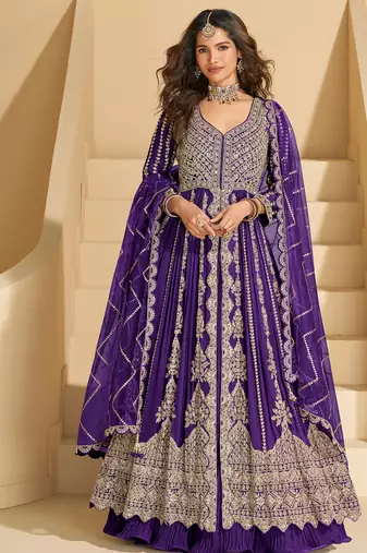 purple embroidered chiffon anarkali-salwar-kameez