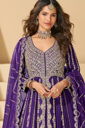 purple embroidered chiffon anarkali-salwar-kameez