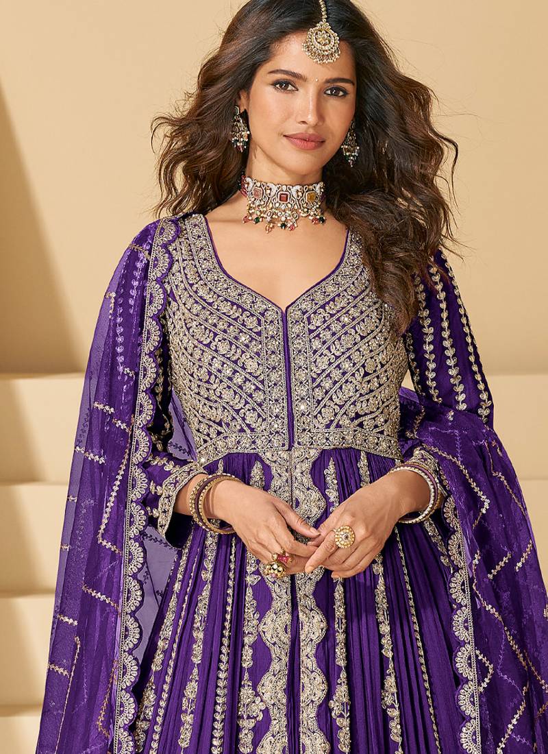 purple embroidered chiffon anarkali-salwar-kameez