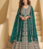 green embroidered chiffon anarkali-salwar-kameez