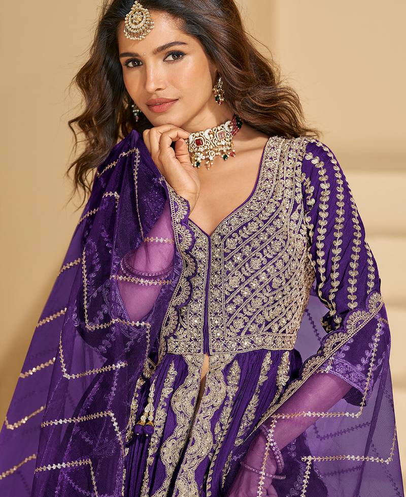 purple embroidered chiffon anarkali-salwar-kameez