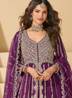 wine embroidered chiffon anarkali-salwar-kameez 2