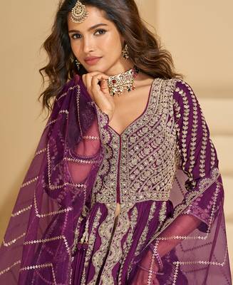 wine embroidered chiffon anarkali-salwar-kameez 3