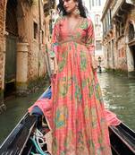 peach floral_print chiffon anarkali-salwar-kameez