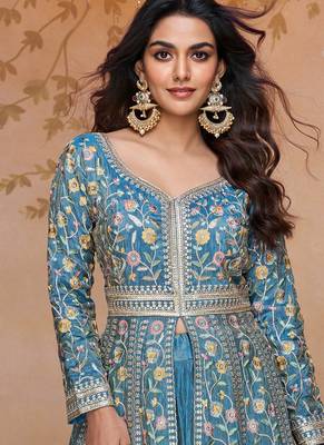 sky-blue embroidered shimmer anarkali-salwar-kameez 2