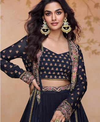 navy-blue embroidered chiffon anarkali-salwar-kameez 2