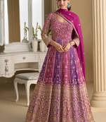 magenta embroidered georgette anarkali-salwar-kameez