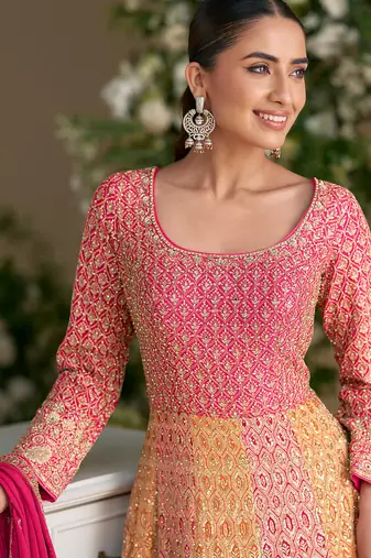 pink embroidered georgette anarkali-salwar-kameez