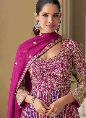 magenta embroidered georgette anarkali-salwar-kameez 2