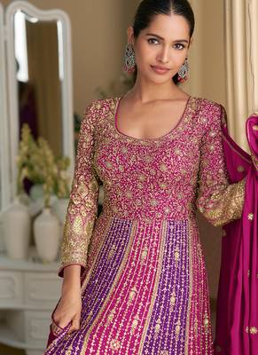 magenta embroidered georgette anarkali-salwar-kameez 3