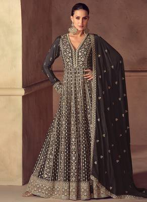 black embroidered chiffon anarkali-salwar-kameez 1
