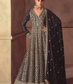 black embroidered chiffon anarkali-salwar-kameez