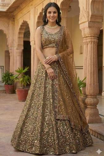 Multicolor Embroidered Organza Lehenga choli With Dupatta