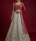 Grey Faux Georgette Fabric Sequin Lehenga Choli