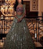Grey Faux Georgette Fabric Sequin Lehenga Choli
