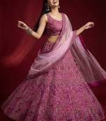 Baby Pink soft net embroidery work Lehenga Choli with dupatta
