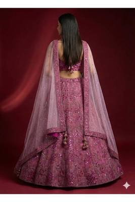 Baby Pink soft net embroidery work Lehenga Choli with dupatta 5