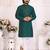 Green silk straight kurta with nack mirror work