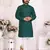 Green silk straight kurta with nack mirror work