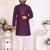 Purple silk straight kurta with nack mirror work