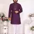 Purple silk straight kurta with nack mirror work