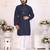 Navy silk straight kurta with nack mirror work