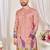 Pink dola silk straight kurta with foil work