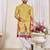 Yellow dola silk straight kurta with foil work