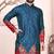 Teal dola silk straight kurta with foil work