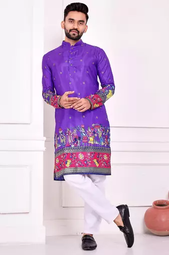 Violet dola silk straight kurta with foil work