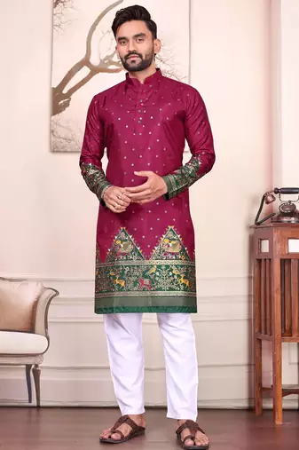 Purple dola silk straight kurta with foil work